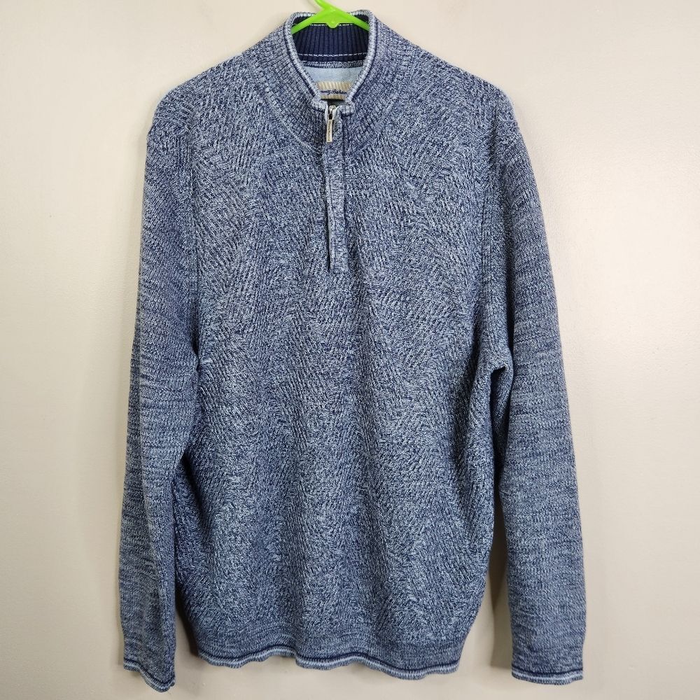 Tommy Bahama Mens Long Sleeve Pima Cotton 1/4 Zip Pullover Knit Sweater XL